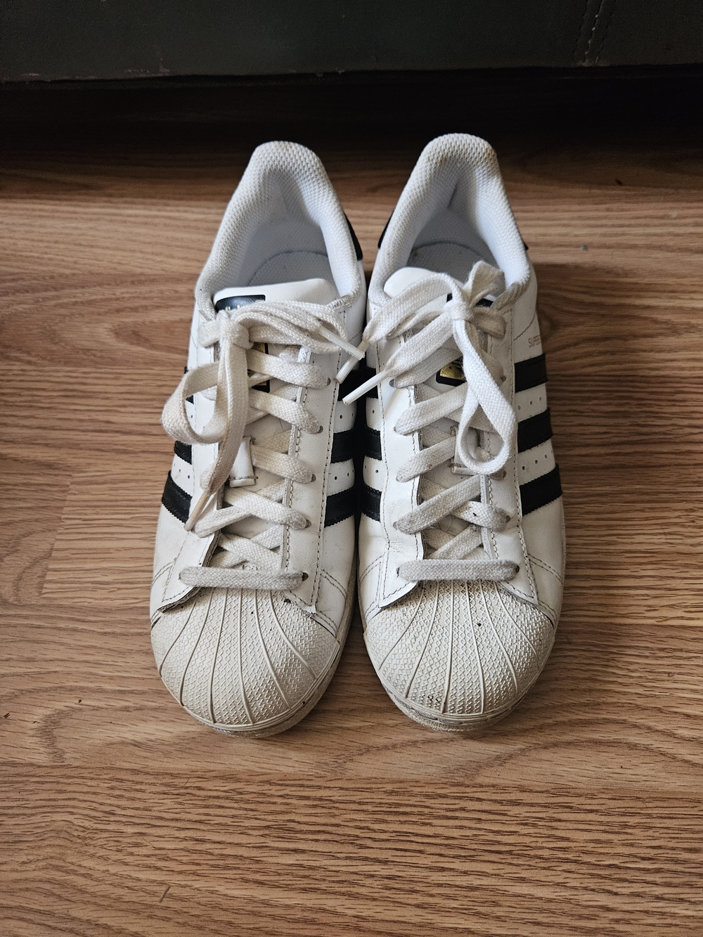 Adidas Superstar White Sneakers with Black Stripes